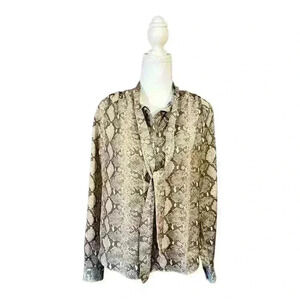 Stella & Dot Long Sleeve Snakeskin Print Button Blouse Size S